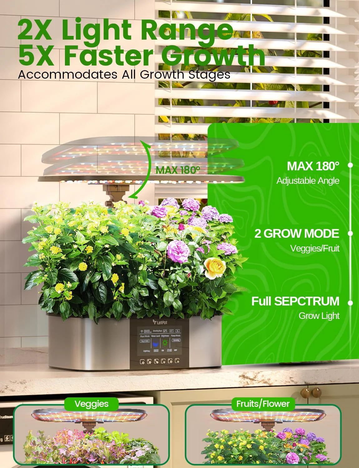 Hydroponic Planting System, 12 Indoor Smart Herb Garden Set, Indoor Garden, App and WiFi Control, with 24W Grow LED, 5.5L Water Tank, Pump System, Automatic Timer