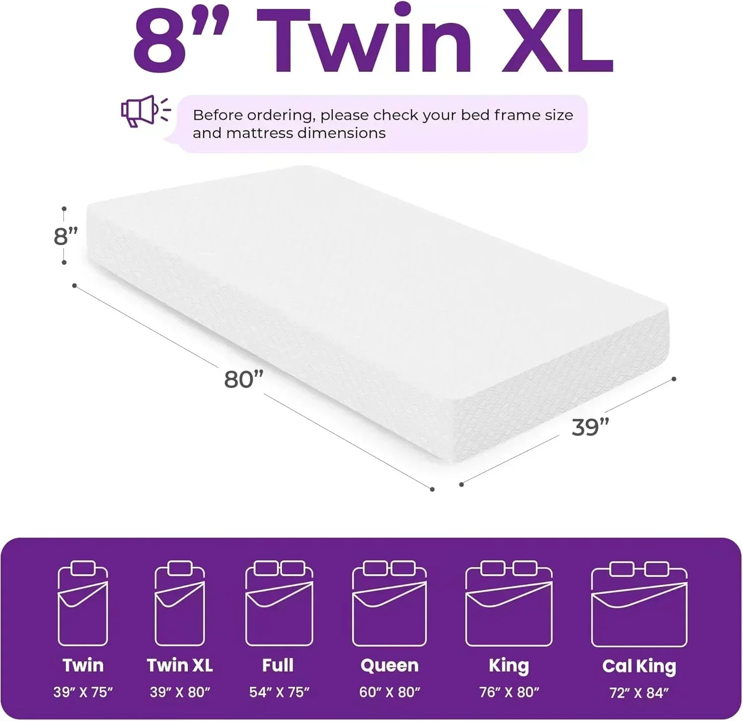 GAESTE 8-inch Fully Cooling Gel Memory Foam Mattress Mattress-in-a-Box