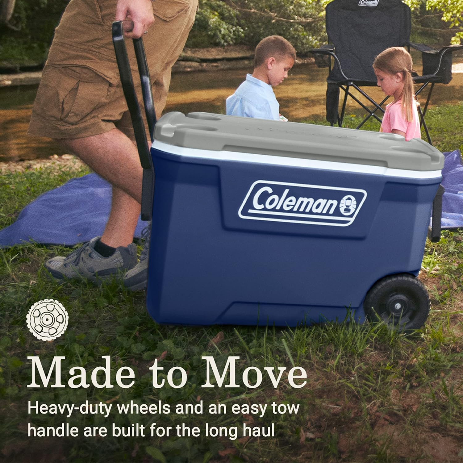 Coleman Insulated Portable Rolling Cooler with Wheels, Leak-Proof Outdoor Hard Cooler, Keeps Ice for Up to 5 Days, 100 Quart